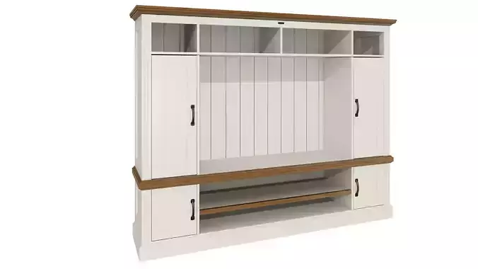 Cabinet oak mudroom storage unit