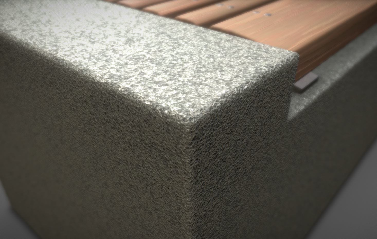 Bench -6- Wood on Concrete Block Low-poly 3D model_4