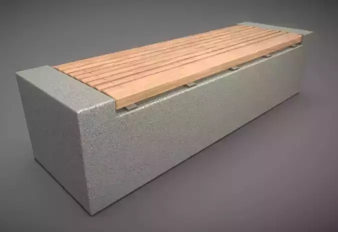 Bench -6- Wood on Concrete Block Low-poly 3D model Bench -6- Wood on Concrete Block Low-poly 3D model