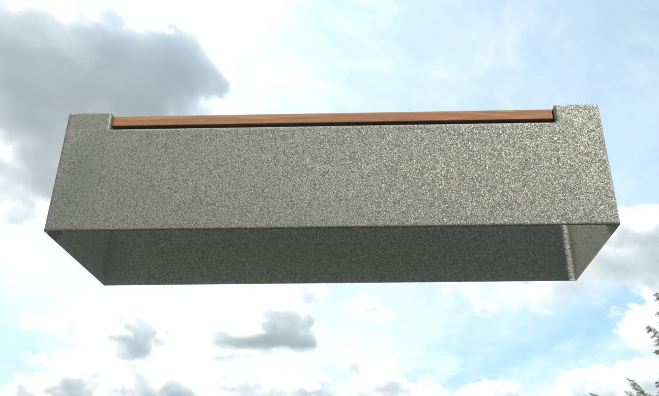 Bench -6- Wood on Concrete Block Low-poly 3D model_6