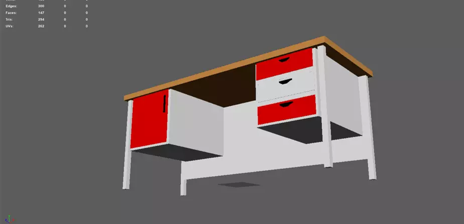 Working Table Low-poly 3D model