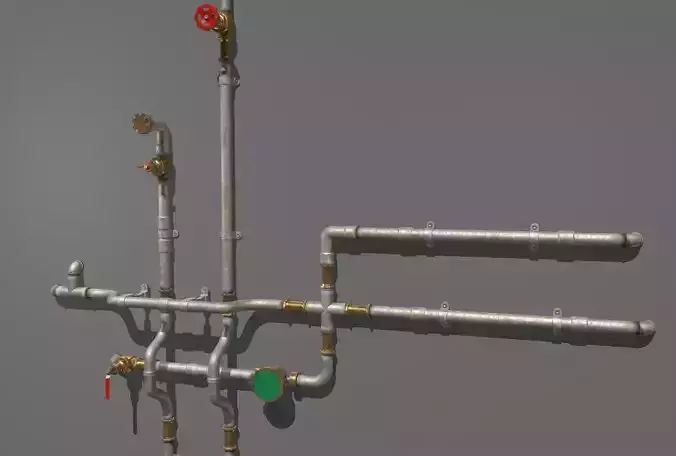 Metal Water Pipes Low-poly 3D model