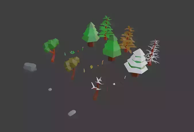Low poly forest game assets 3D model