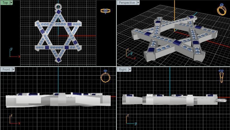 Star of David Pendant 3D print model_2