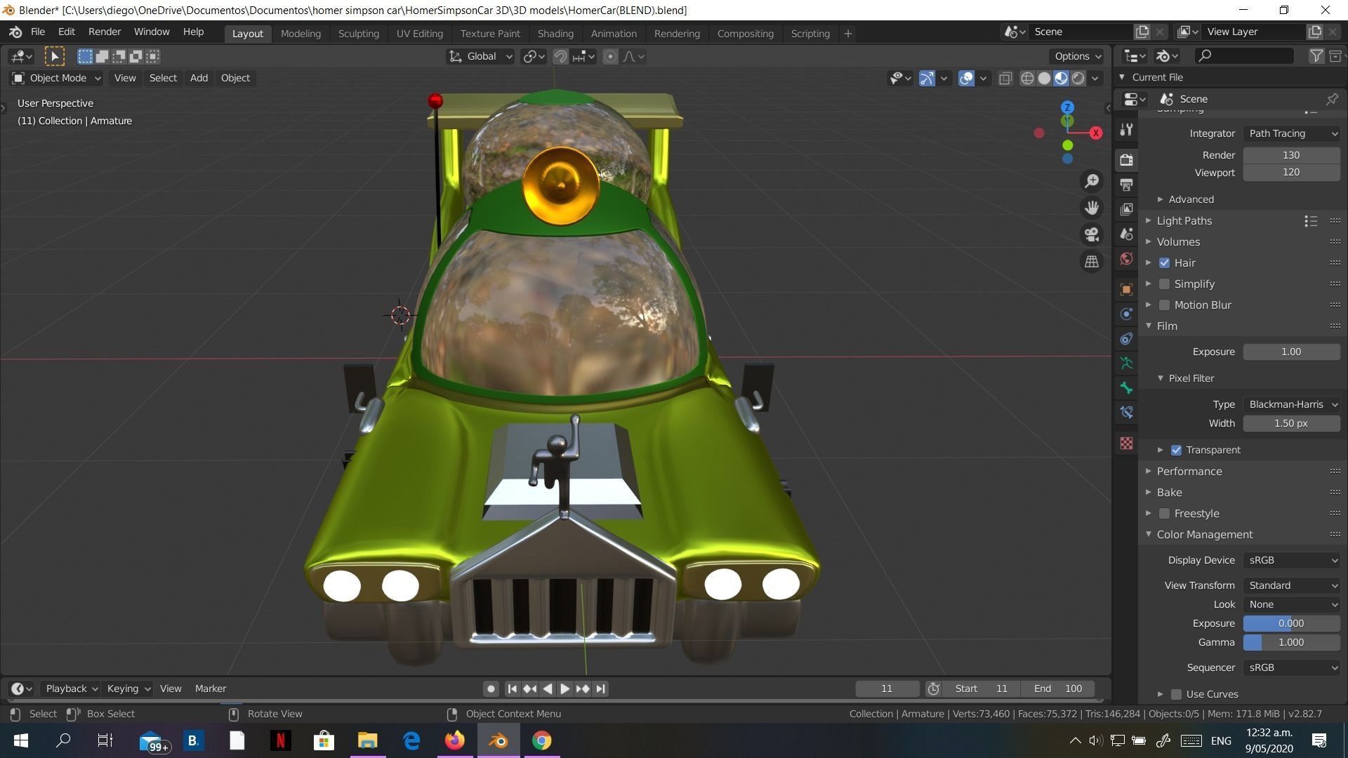 Low-Poly Car Homer Simpson 3D Blender Rigged Cartoon 3D model_18