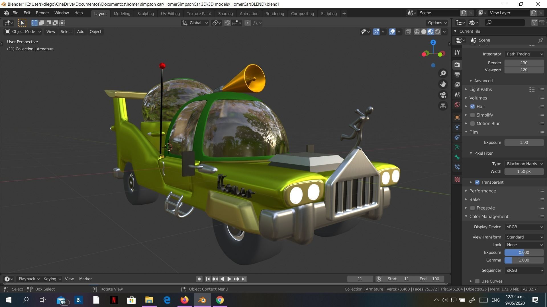 Low-Poly Car Homer Simpson 3D Blender Rigged Cartoon 3D model_16