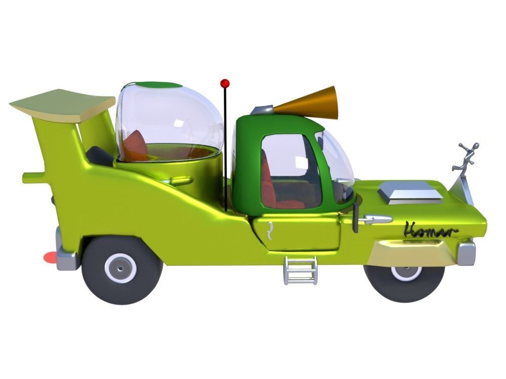 Low-Poly Car Homer Simpson 3D Blender Rigged Cartoon 3D model_1