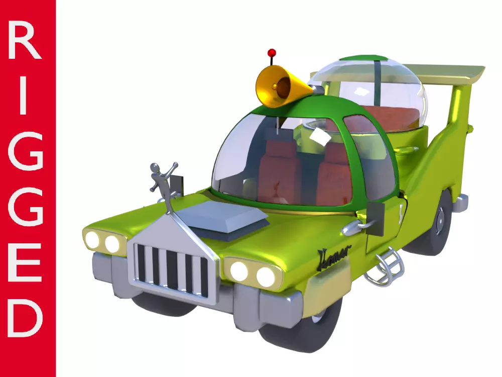 Low-Poly Car Homer Simpson 3D Blender Rigged Cartoon 3D model_0