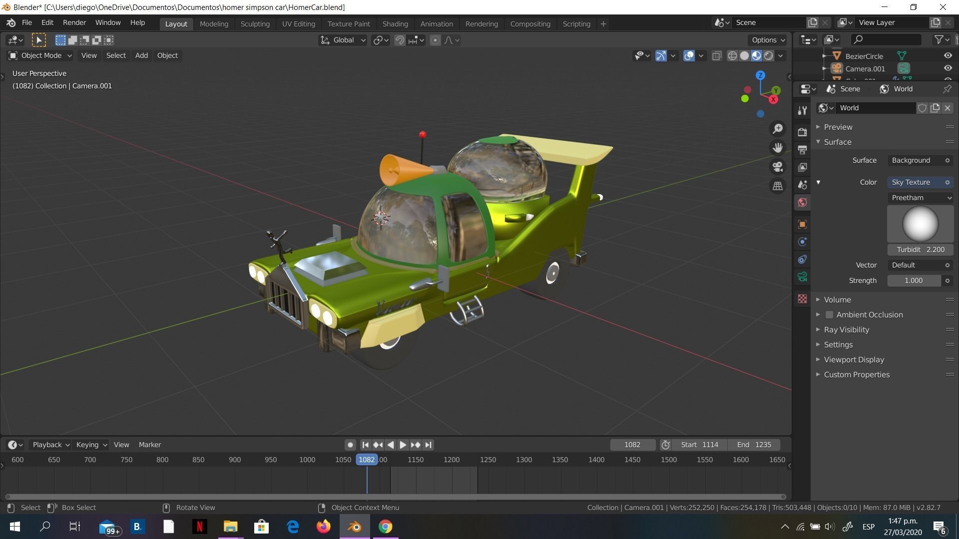 Low-Poly Car Homer Simpson 3D Blender Rigged Cartoon 3D model_12