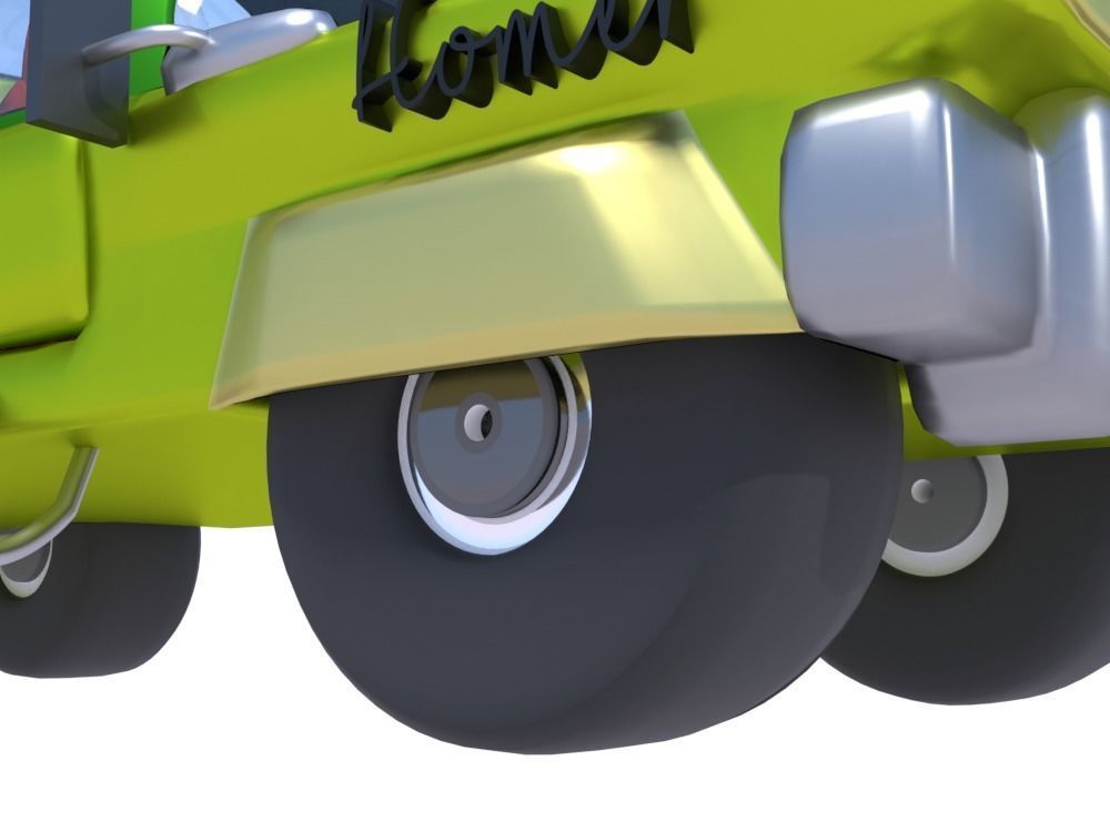 Low-Poly Car Homer Simpson 3D Blender Rigged Cartoon 3D model_10