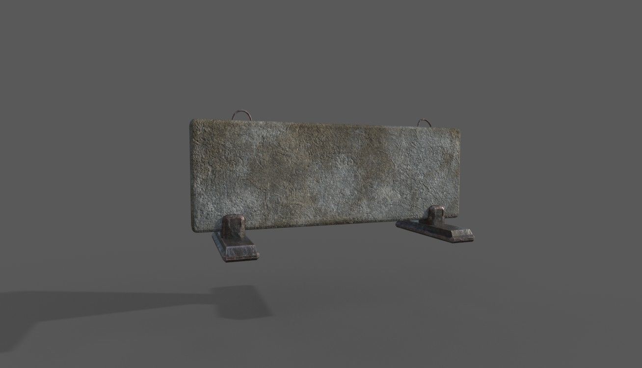 Concrete Barrier Low-poly 3D model_5