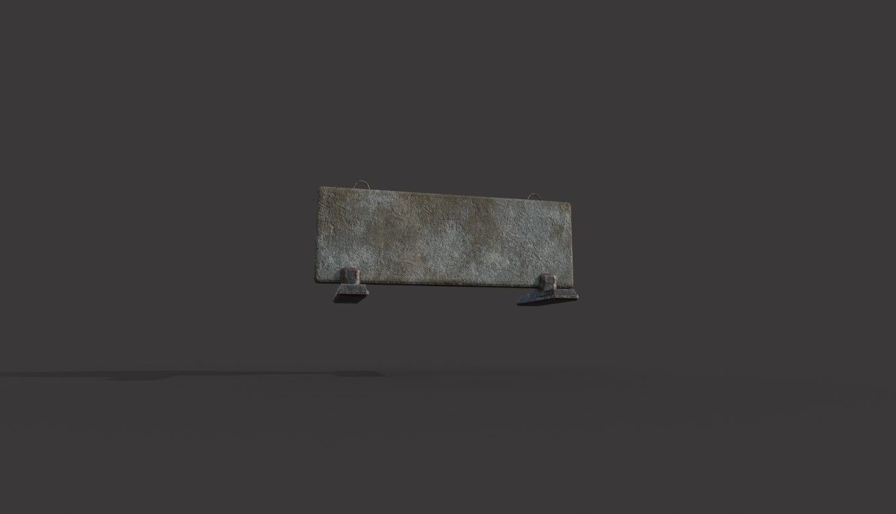 Concrete Barrier Low-poly 3D model_2