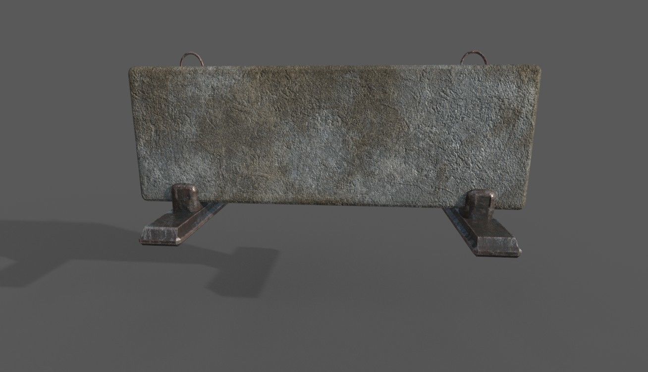 Concrete Barrier Low-poly 3D model_6