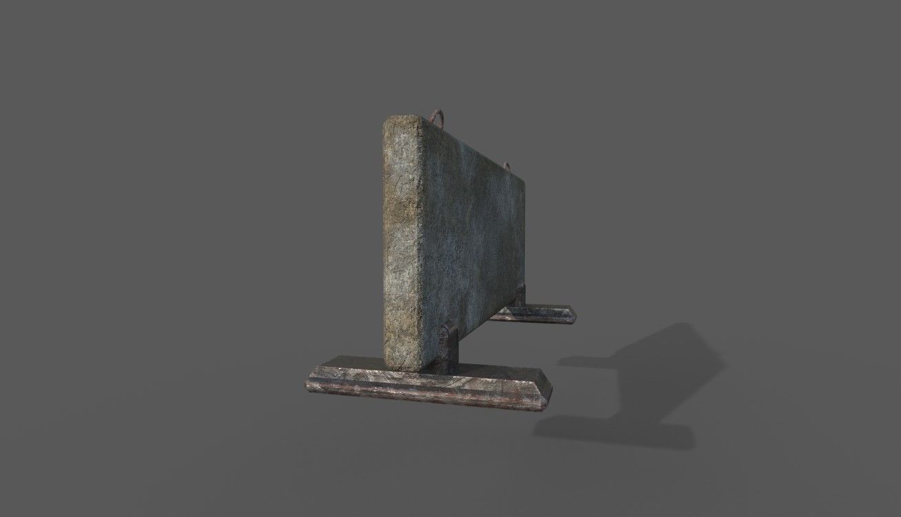 Concrete Barrier Low-poly 3D model_3