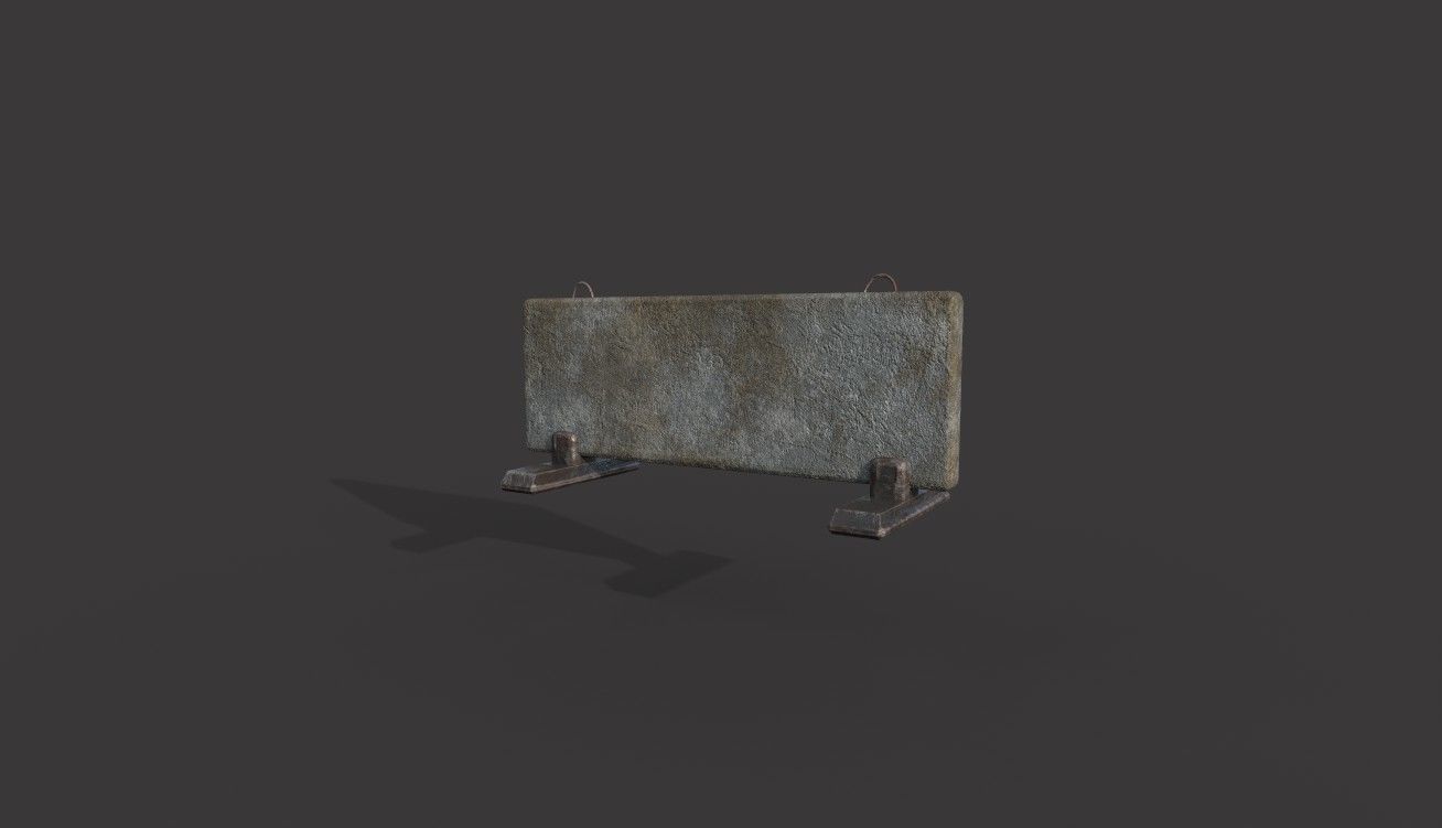 Concrete Barrier Low-poly 3D model_1