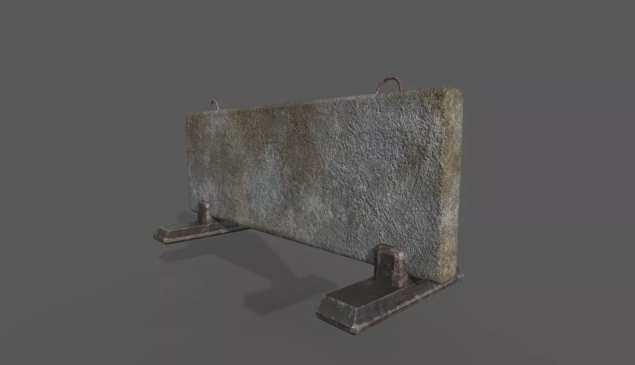 Concrete Barrier Low-poly 3D model_0
