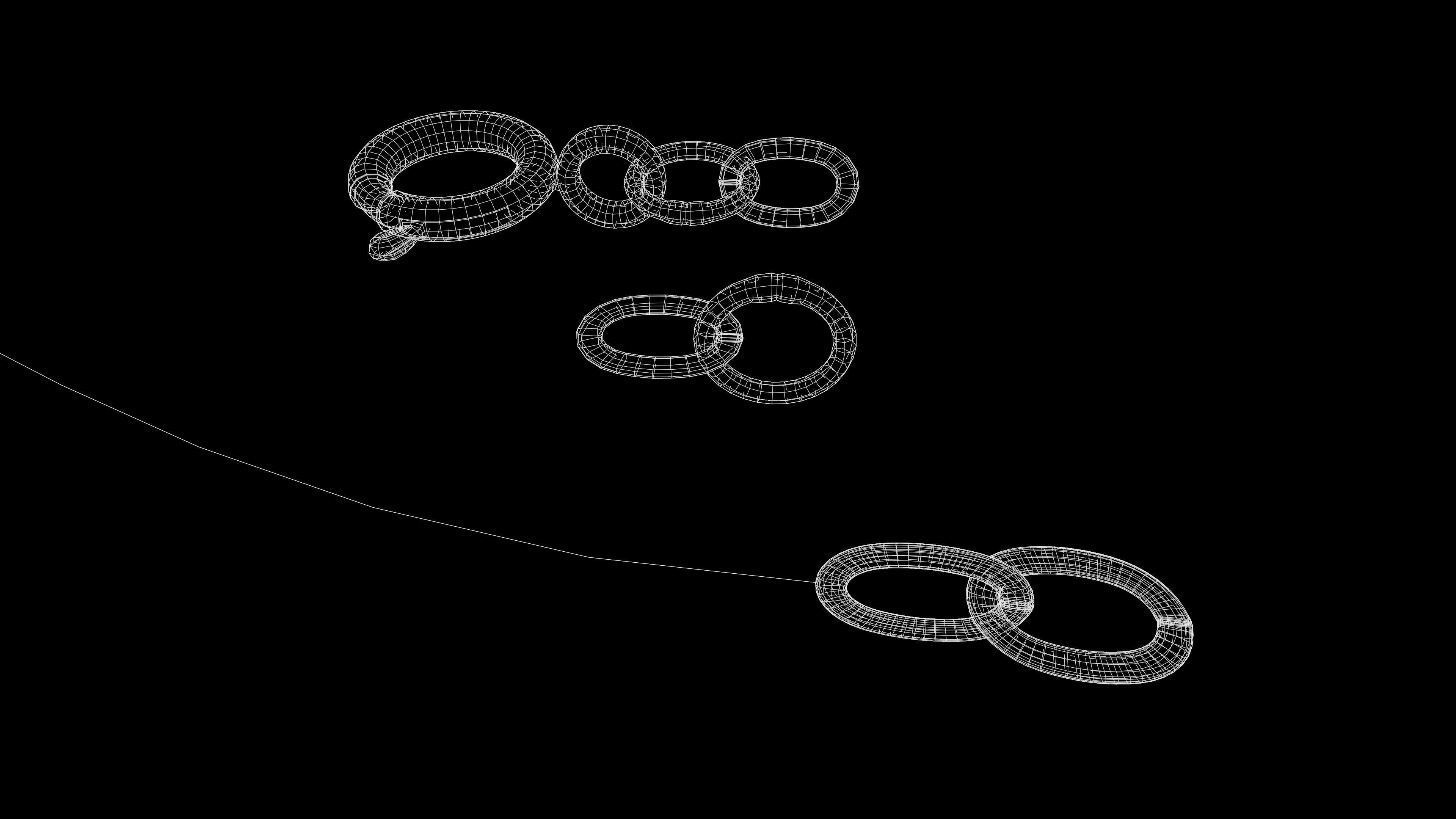 Basic jewelry chain part set with a blender native rig 3D model_9
