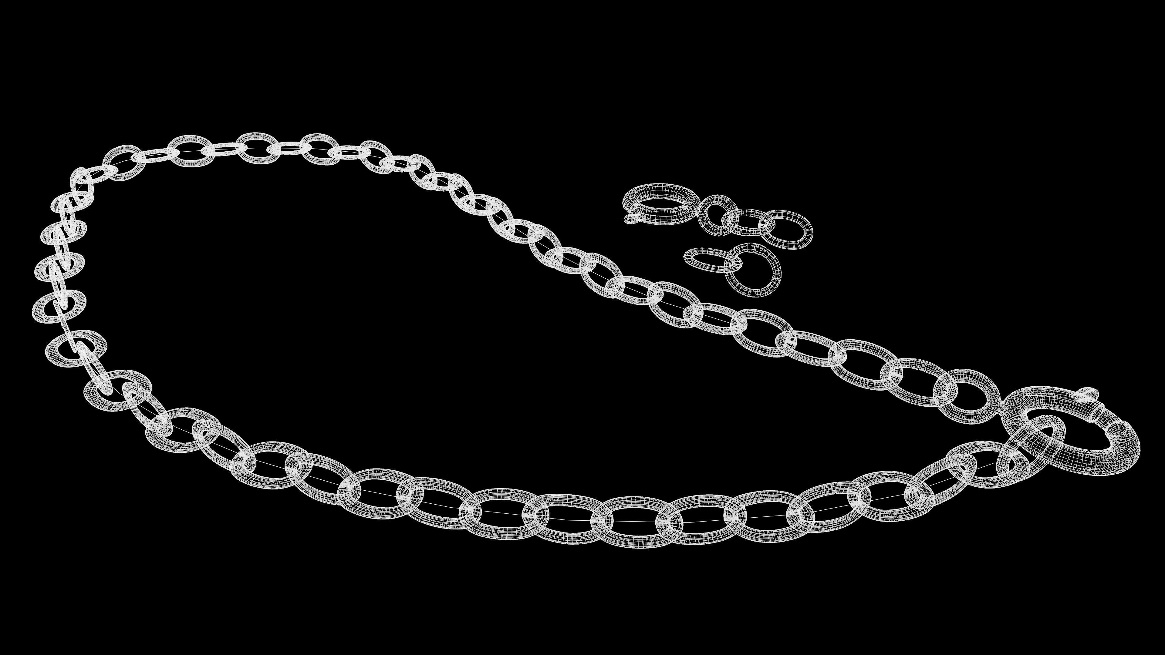 Basic jewelry chain part set with a blender native rig 3D model_8