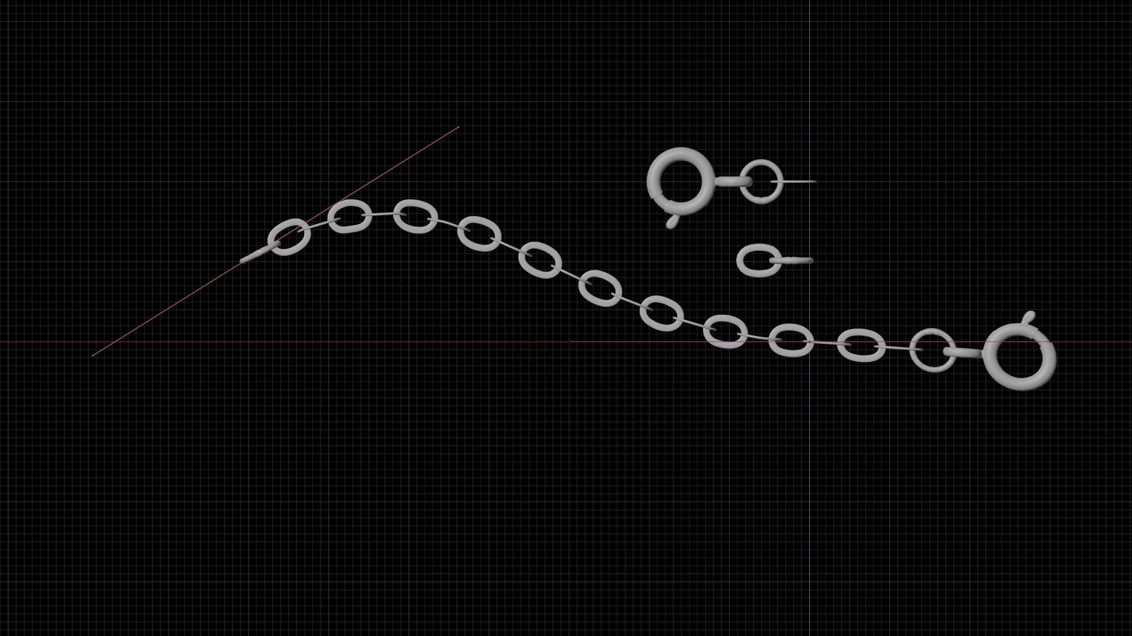 Basic jewelry chain part set with a blender native rig 3D model_5