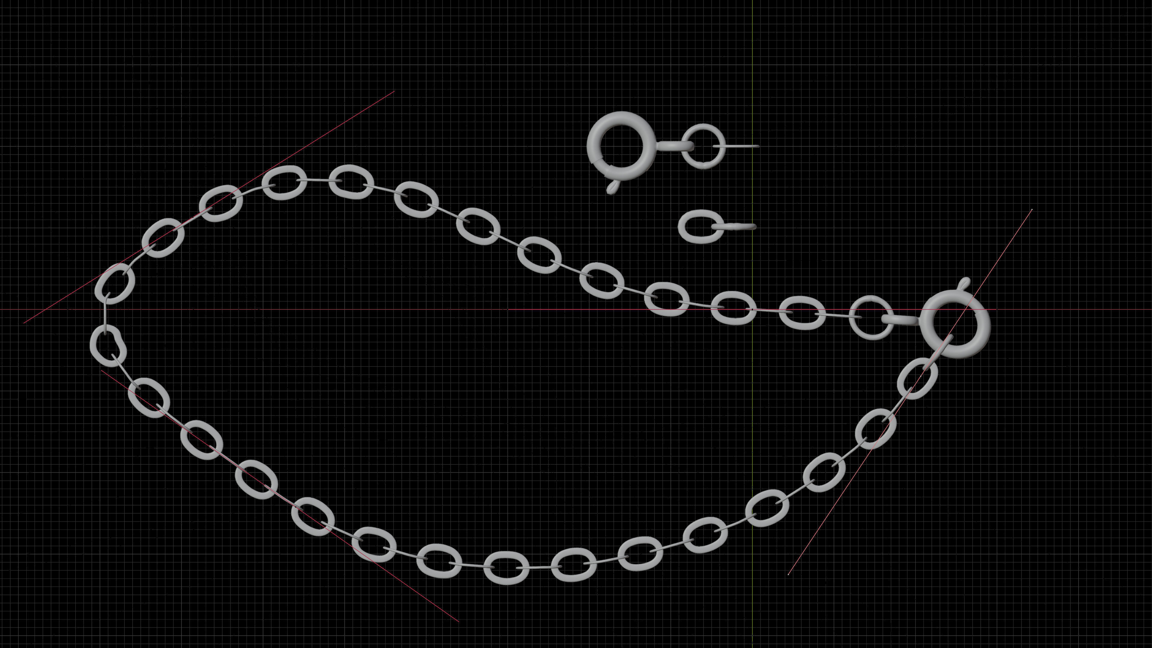 Basic jewelry chain part set with a blender native rig 3D model_7
