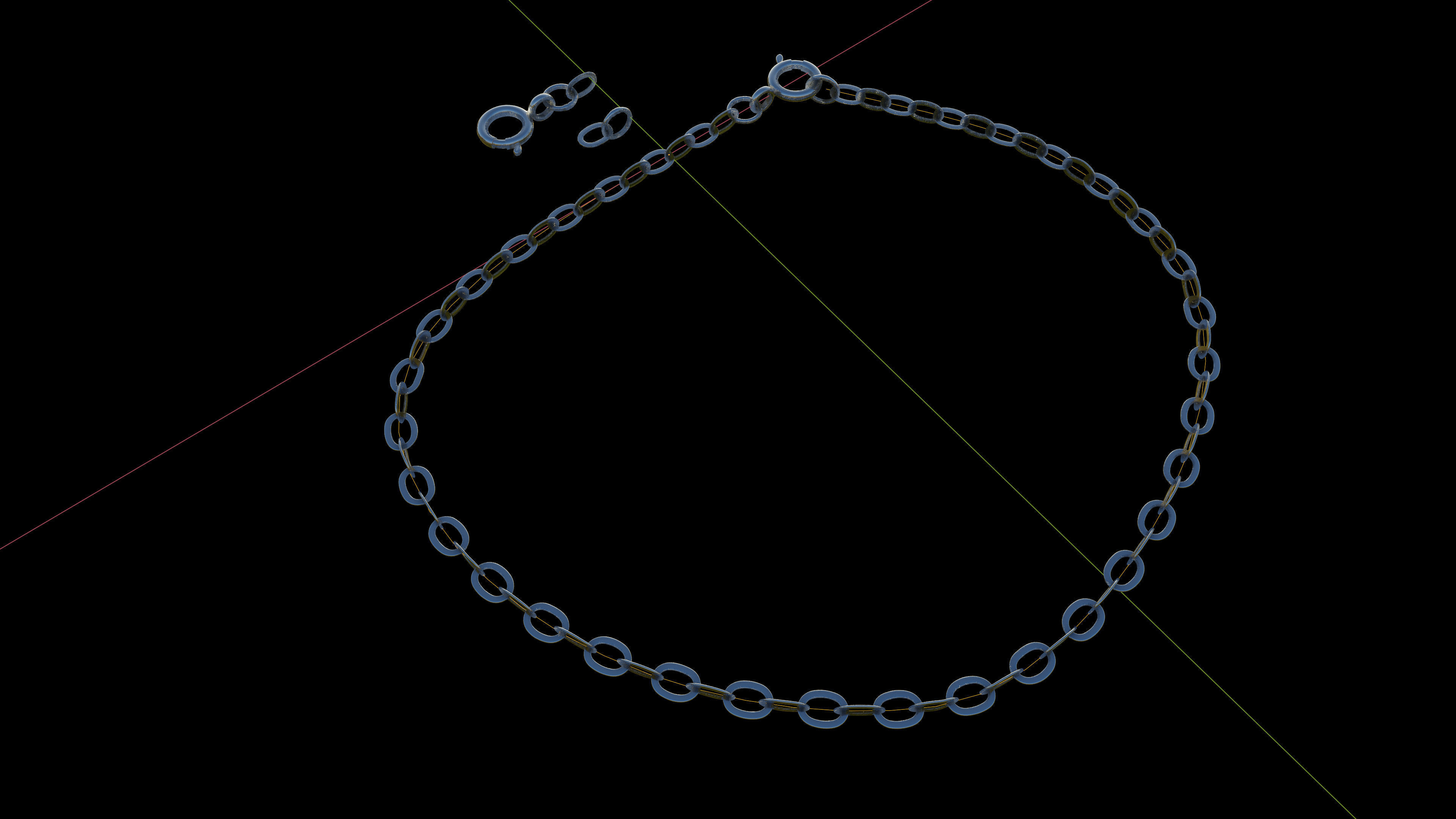 Basic jewelry chain part set with a blender native rig 3D model_1