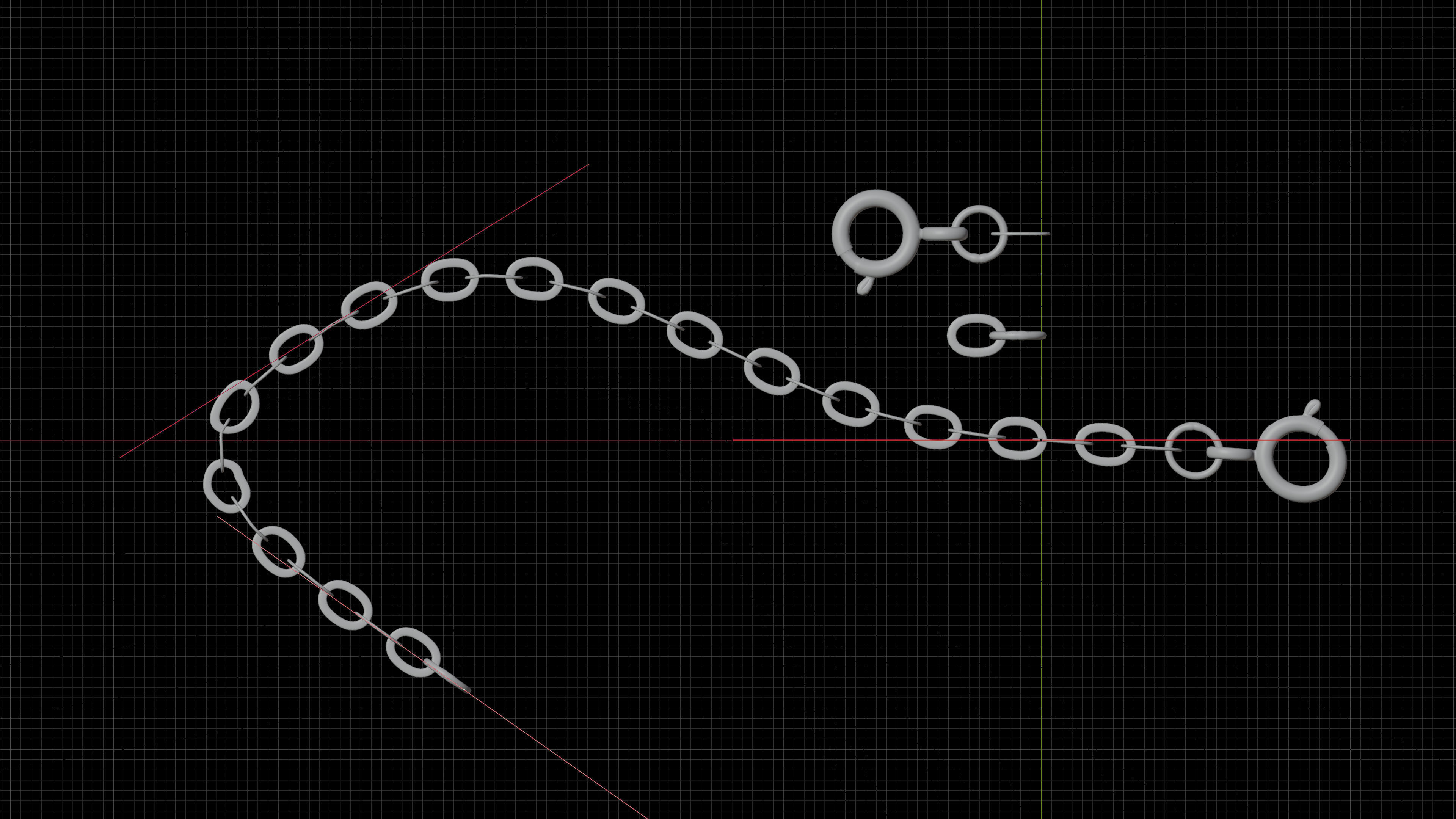 Basic jewelry chain part set with a blender native rig 3D model_6