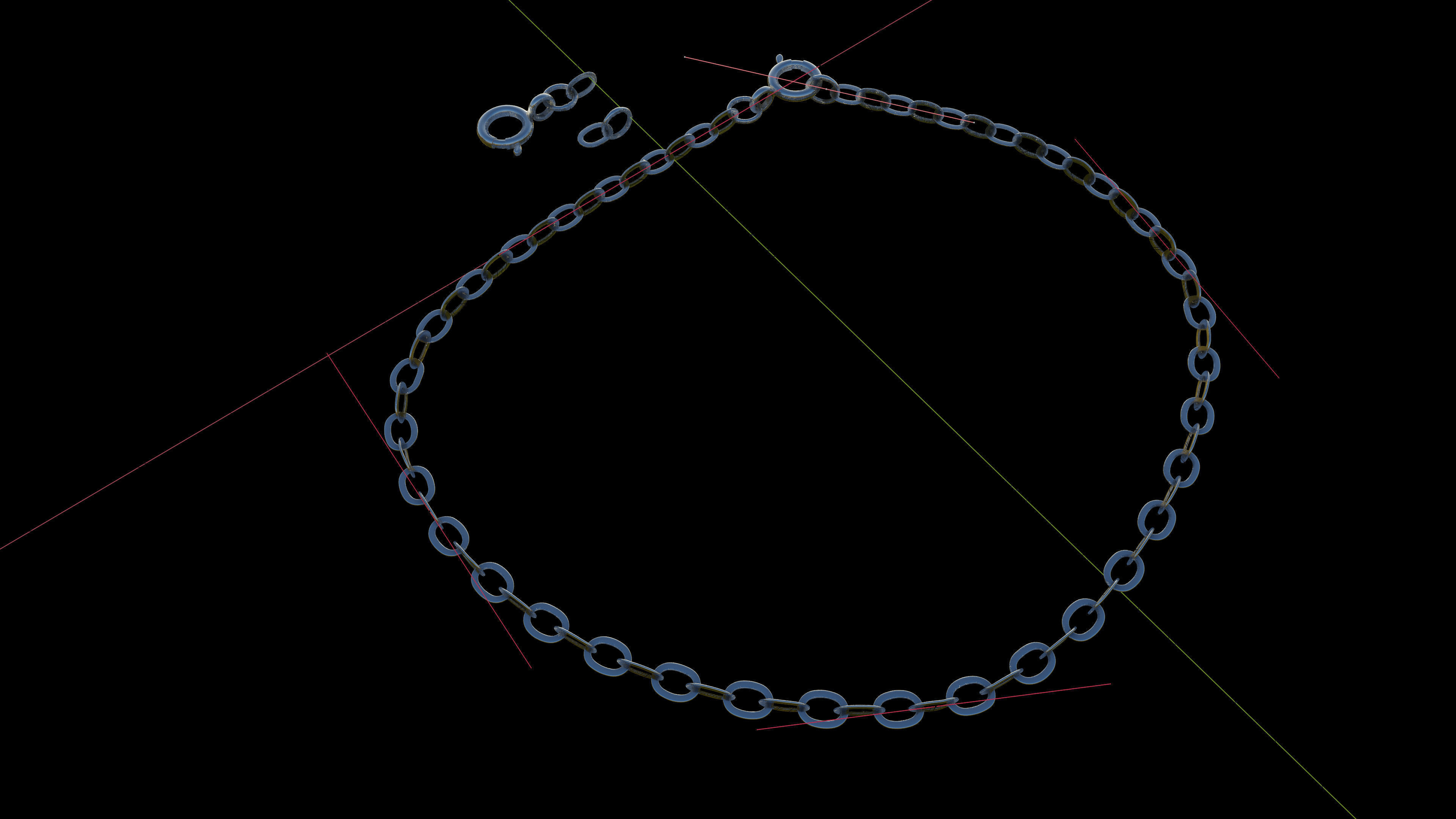 Basic jewelry chain part set with a blender native rig 3D model_2