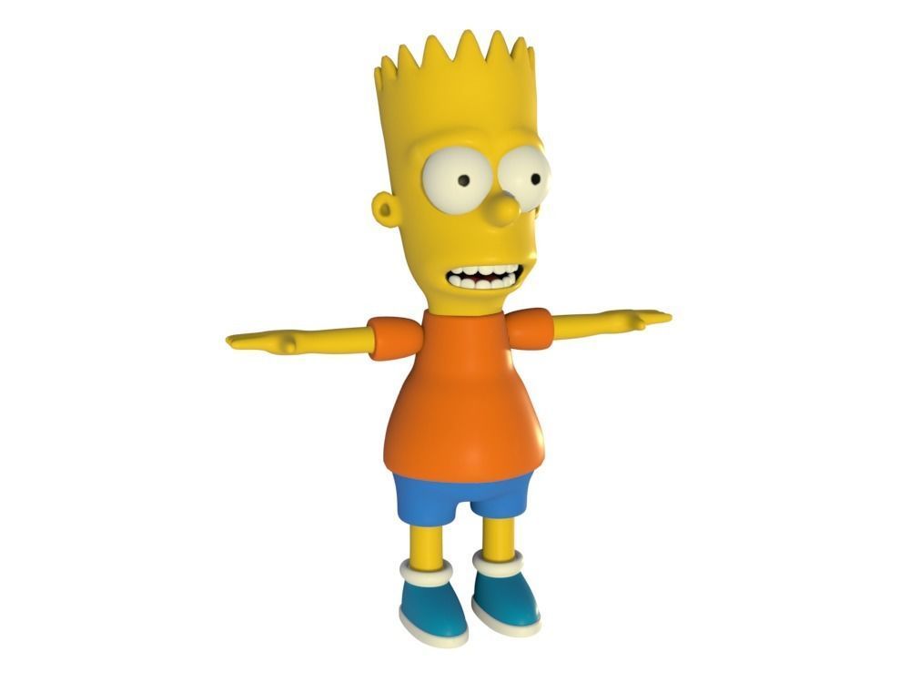 Low-Poly Bart Simpson 3D model rigged cartoon character Low-poly 3D model_4