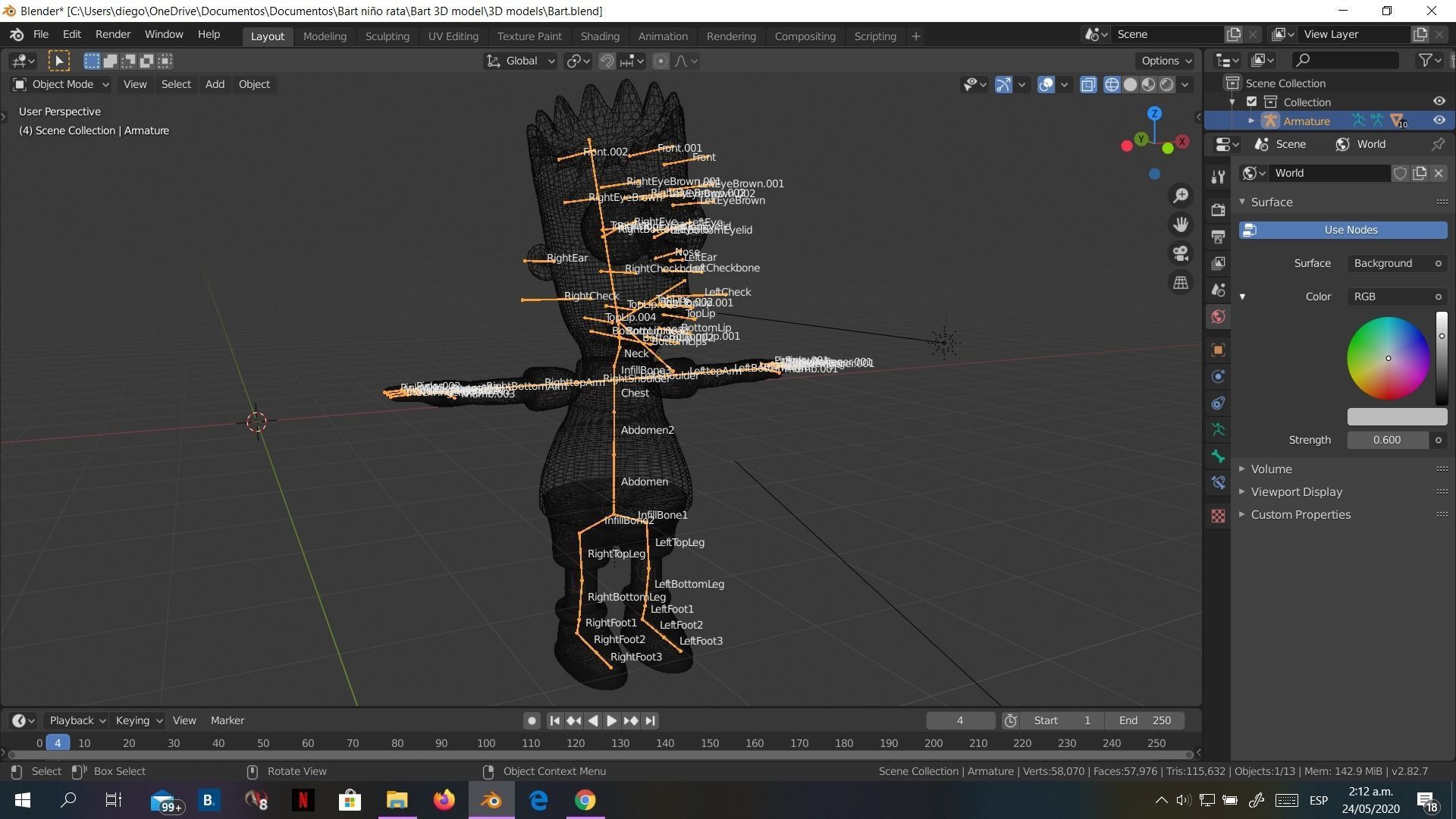 Low-Poly Bart Simpson 3D model rigged cartoon character Low-poly 3D model_15