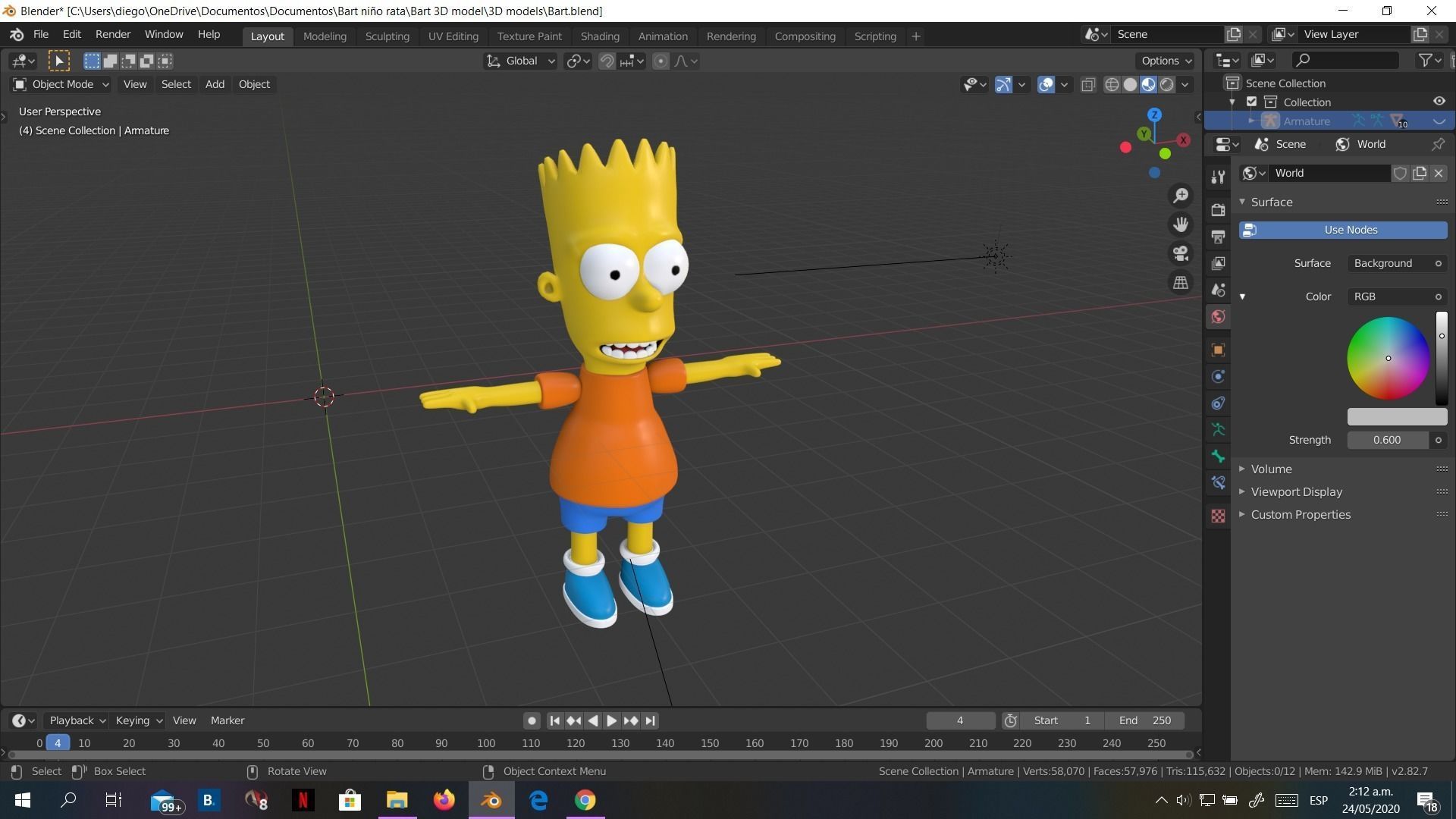 Low-Poly Bart Simpson 3D model rigged cartoon character Low-poly 3D model_17