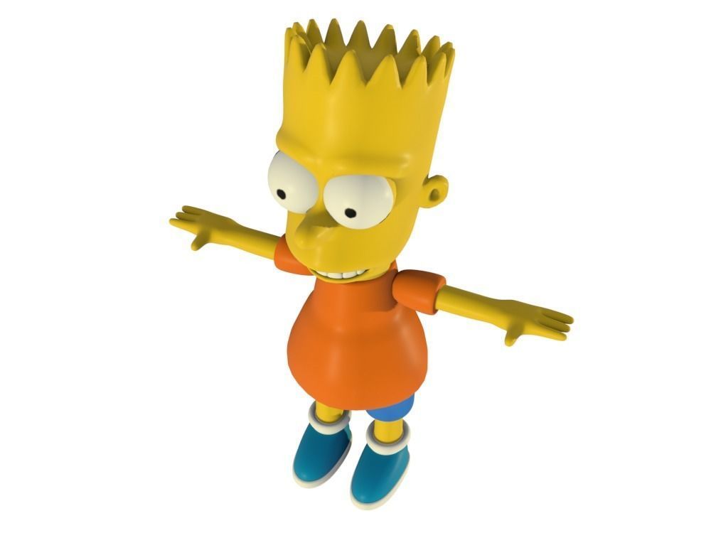 Low-Poly Bart Simpson 3D model rigged cartoon character Low-poly 3D model_1