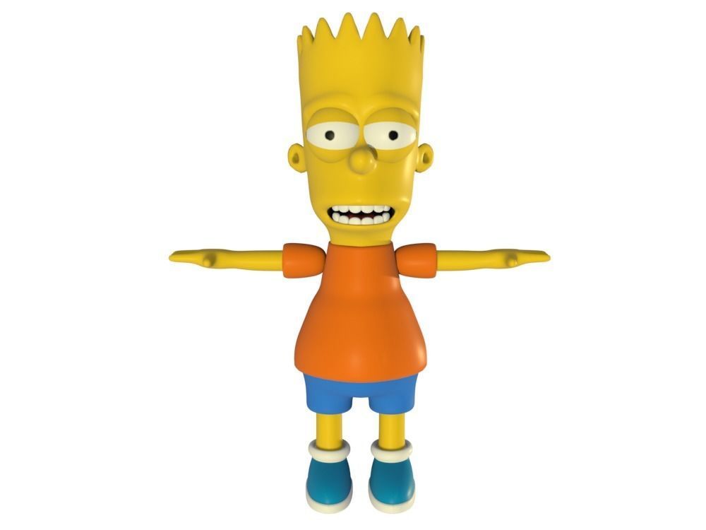 Low-Poly Bart Simpson 3D model rigged cartoon character Low-poly 3D model_3