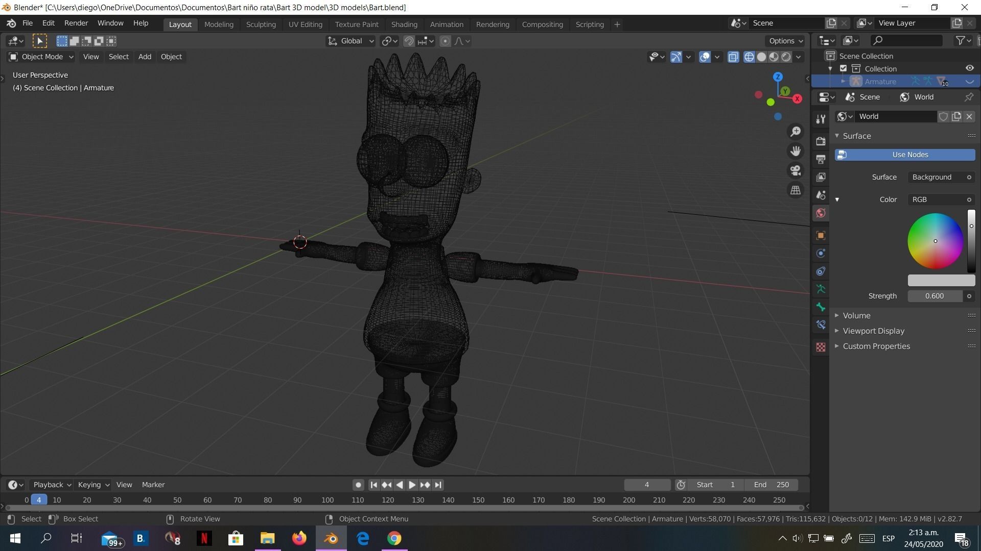 Low-Poly Bart Simpson 3D model rigged cartoon character Low-poly 3D model_12