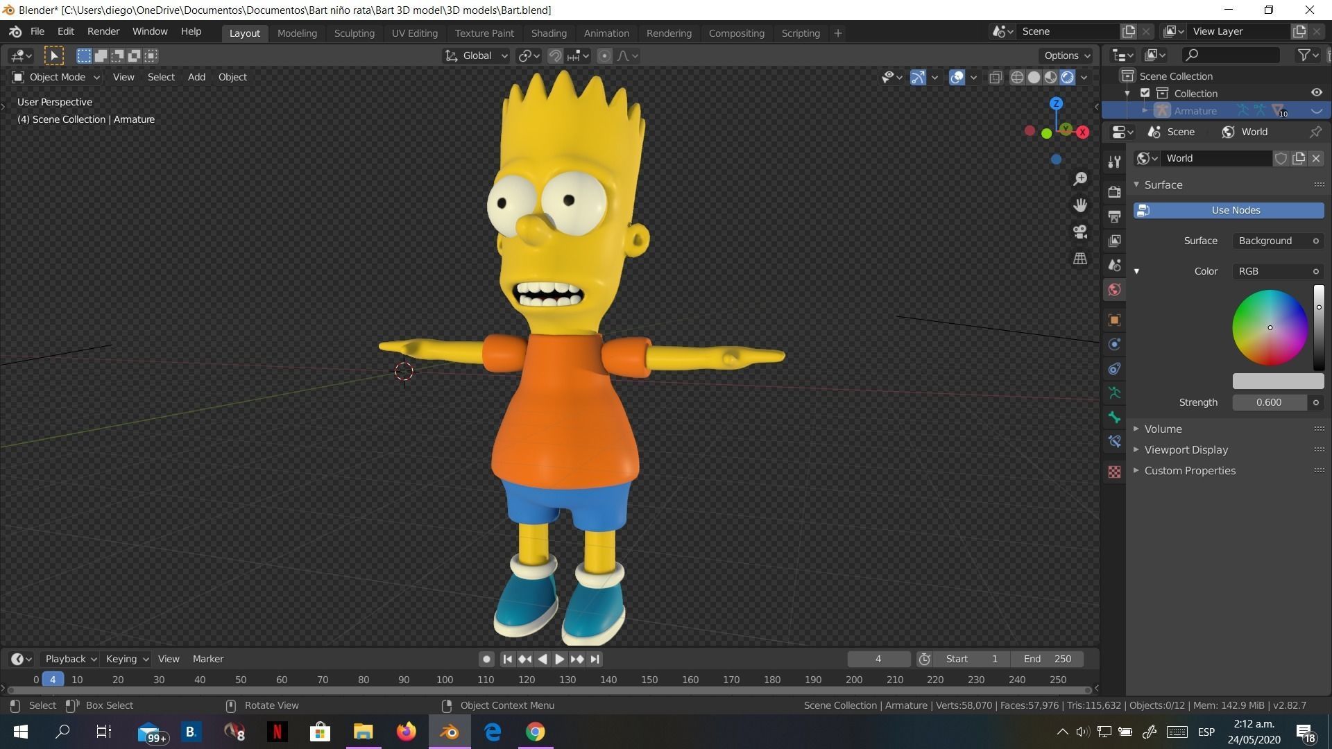 Low-Poly Bart Simpson 3D model rigged cartoon character Low-poly 3D model_14