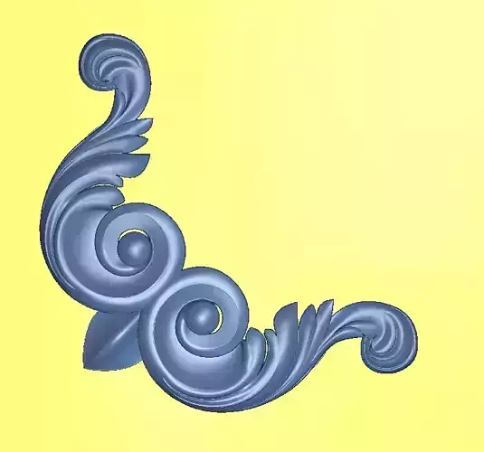 Carved decor corner 3D model 01 