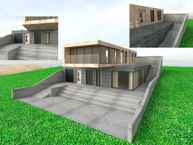 Modern villa 3D model_0
