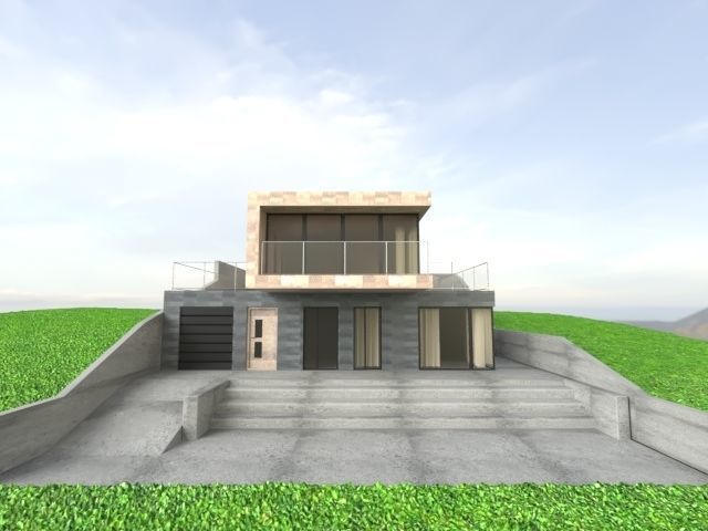 Modern villa 3D model_3