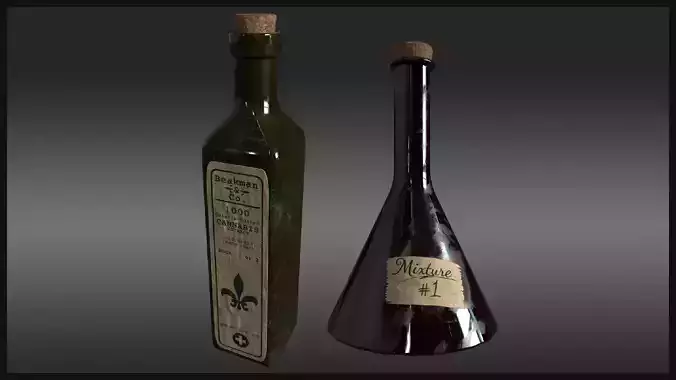 Plague Doctor Bottle and Flask Low-poly 3D model