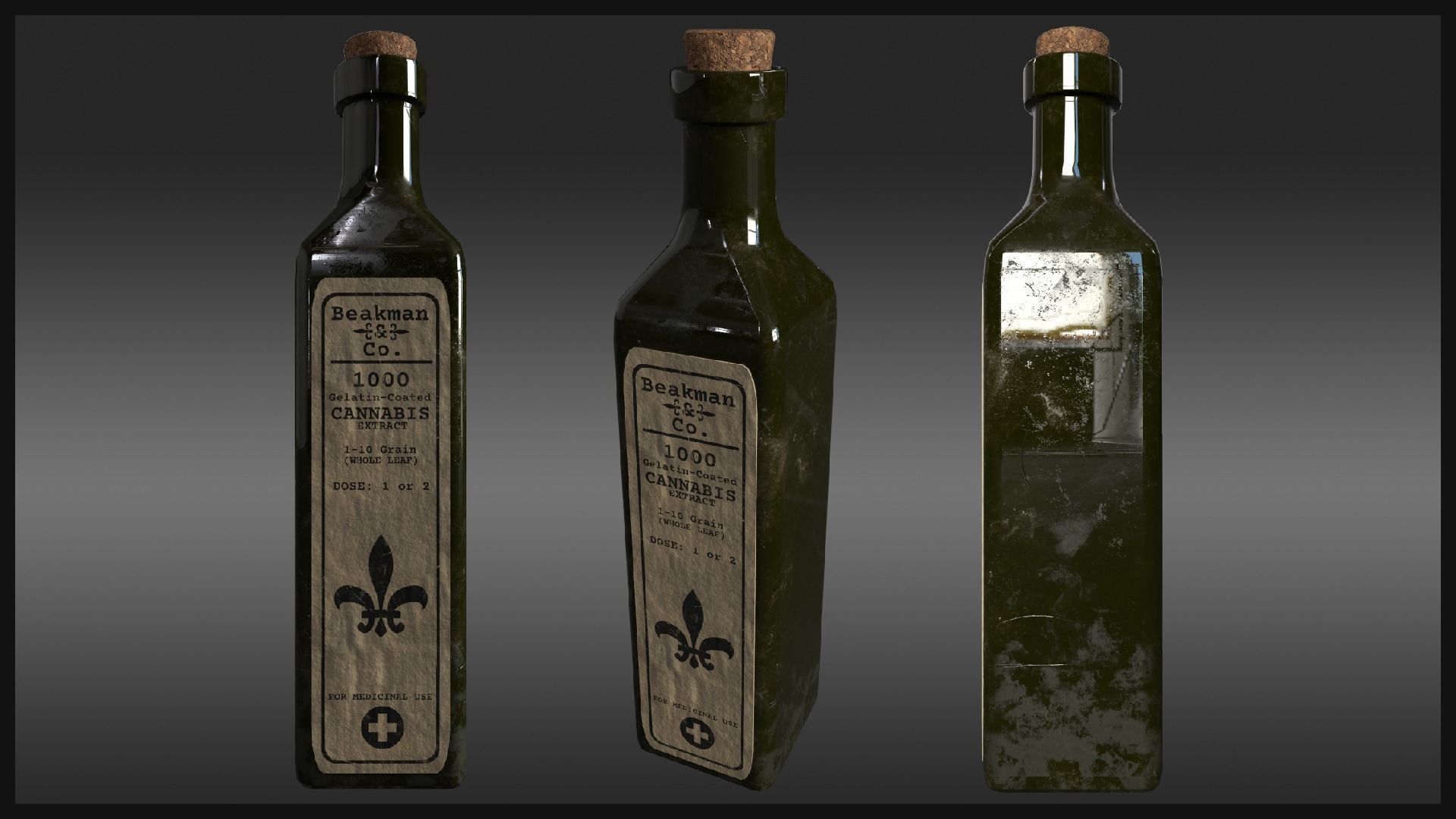 Plague Doctor Bottle and Flask Low-poly 3D model_1