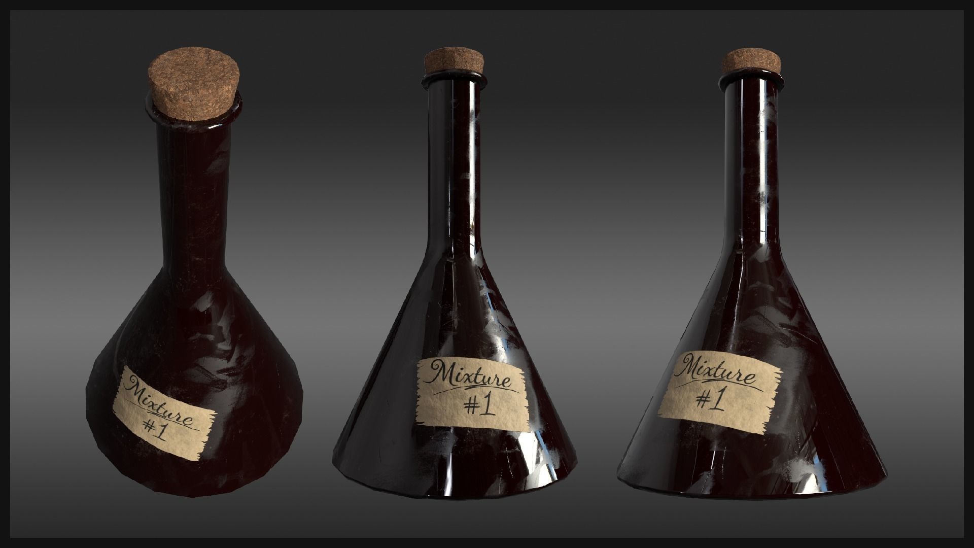 Plague Doctor Bottle and Flask Low-poly 3D model_2