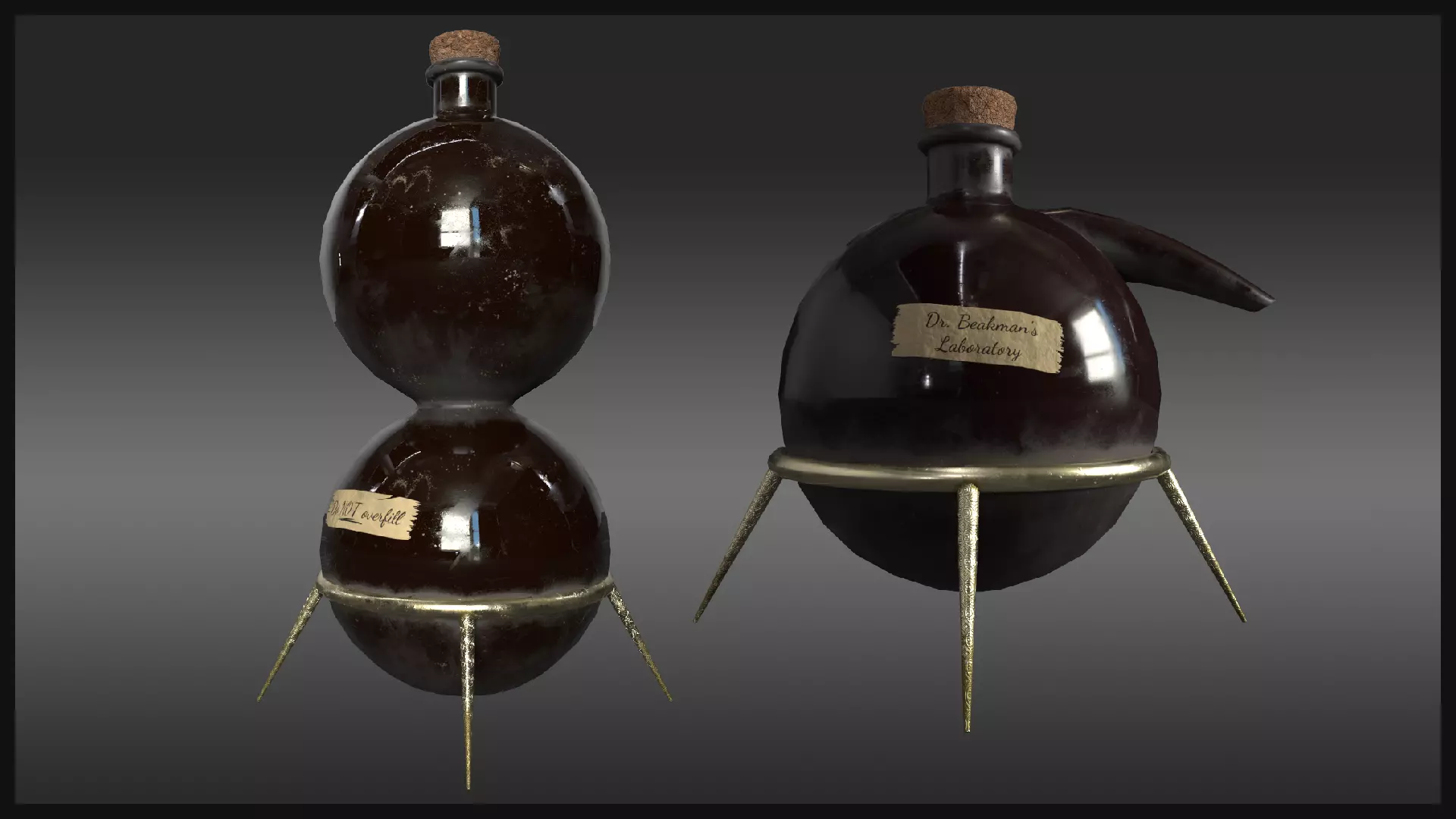 Plague Doctor Glass Retorts Low-poly 3D model_0