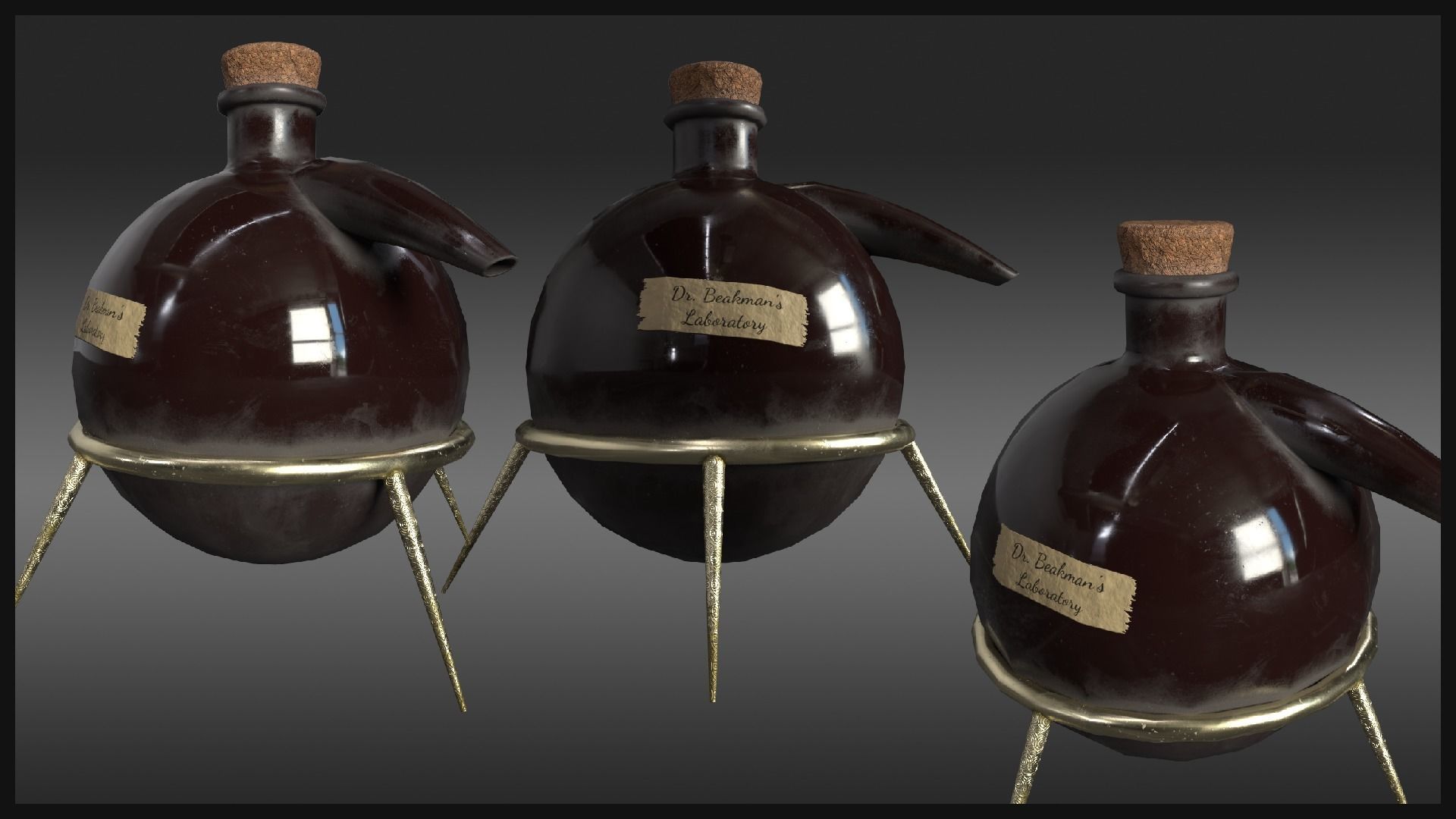 Plague Doctor Glass Retorts Low-poly 3D model_1