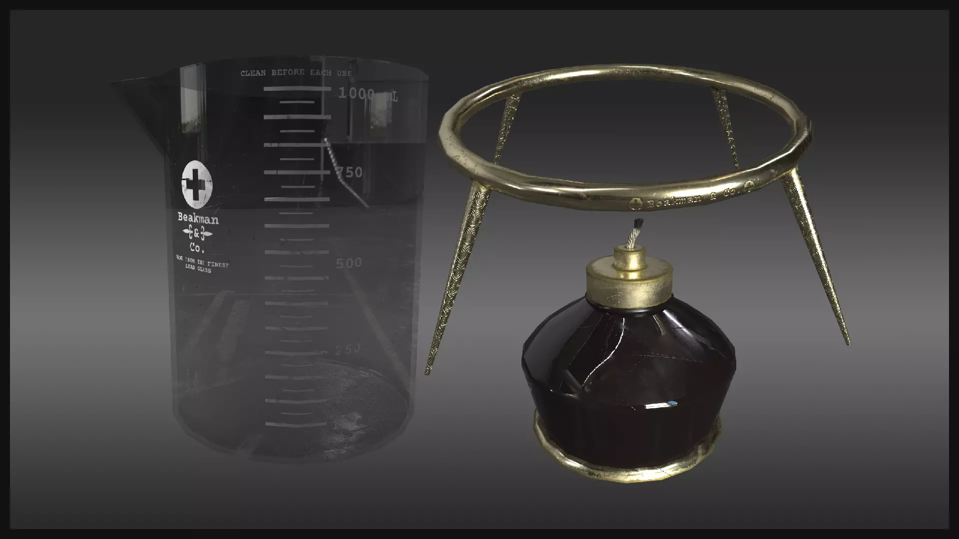 Plague Doctor Lab Equipment Pack Low-poly 3D model_0