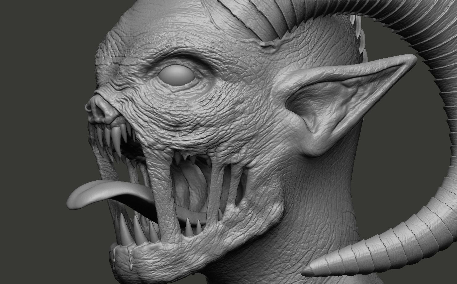 Hellcreature demon head 3D print model_4