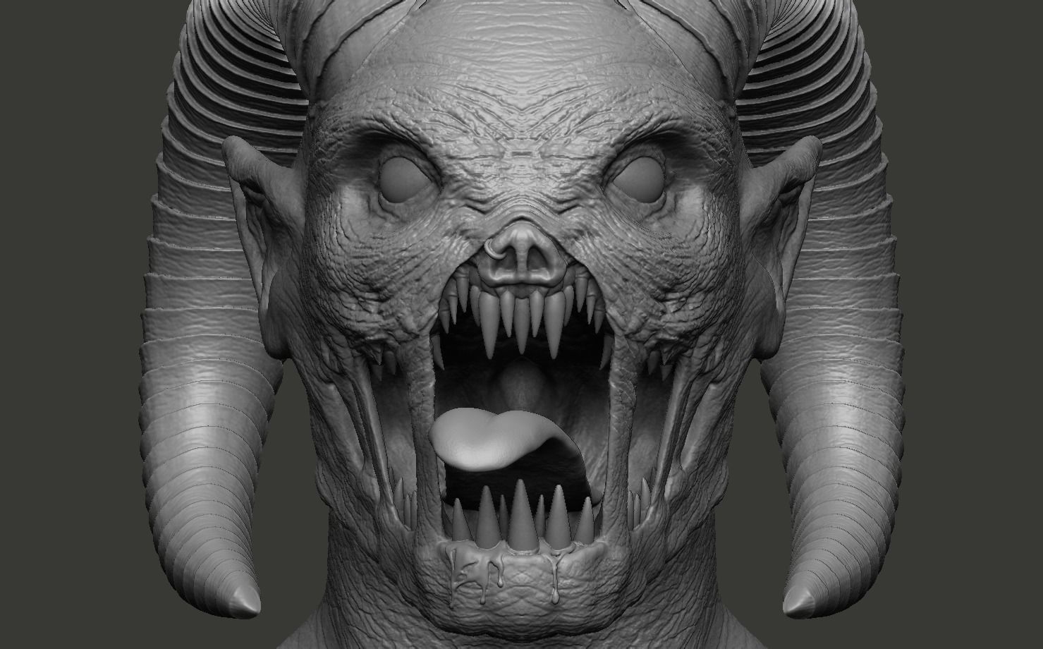 Hellcreature demon head 3D print model_3