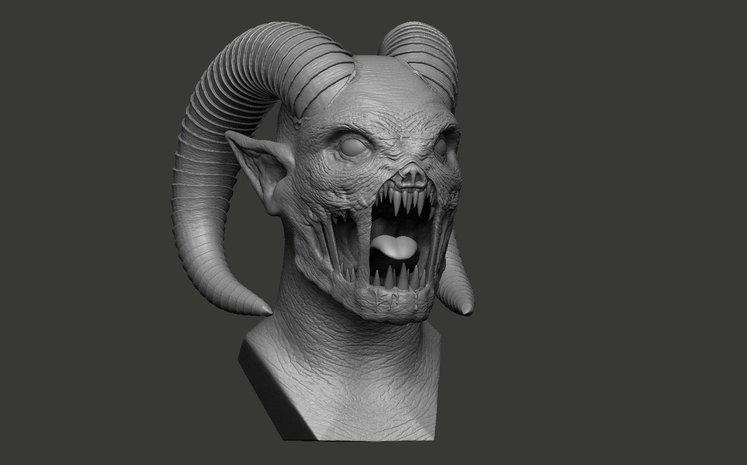 Hellcreature demon head 3D print model_6