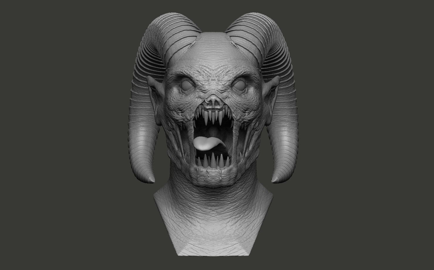 Hellcreature demon head 3D print model_1