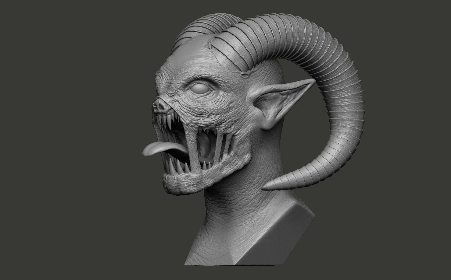 Hellcreature demon head 3D print model_11