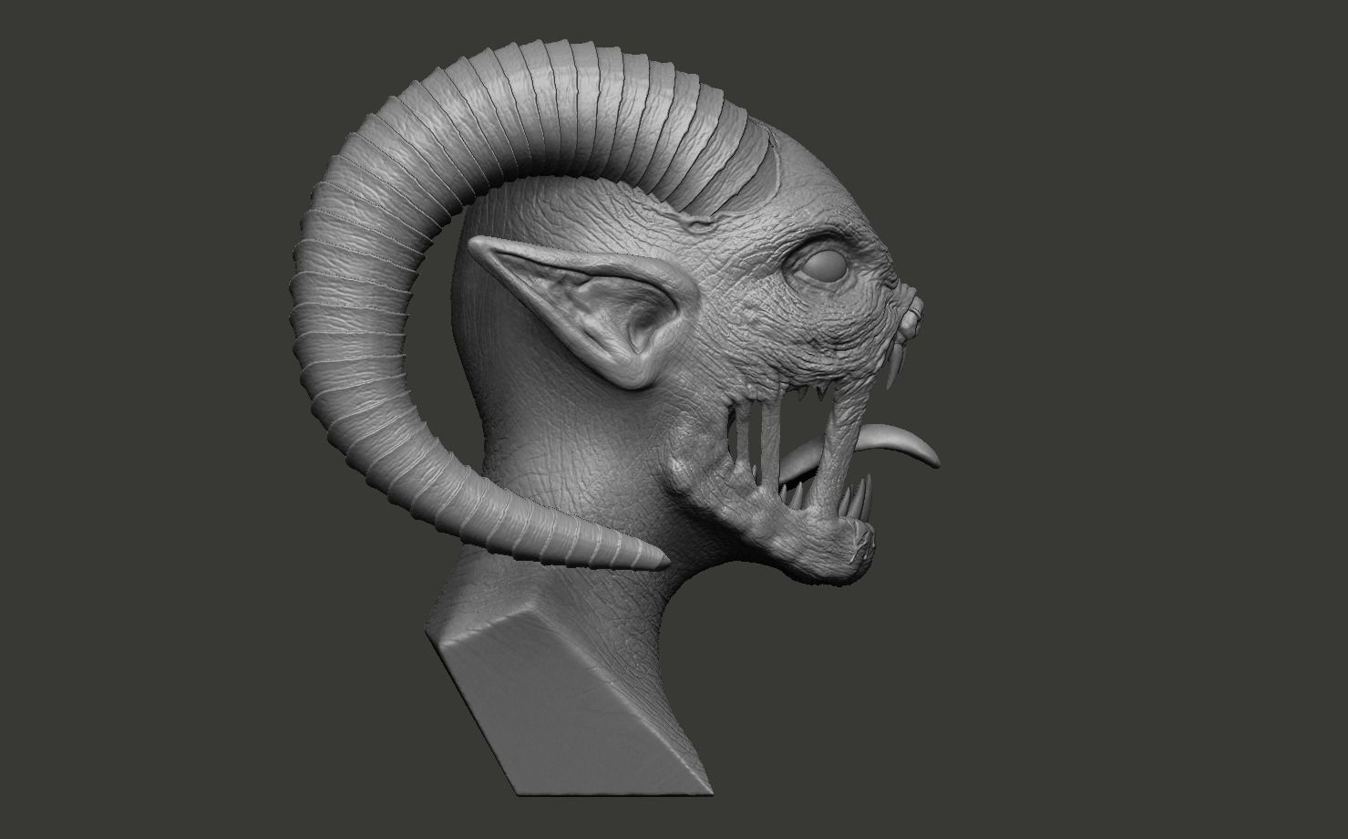Hellcreature demon head 3D print model_7