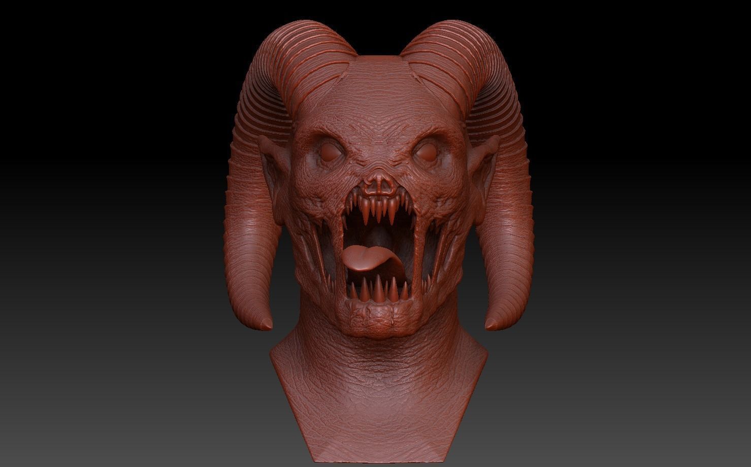 Hellcreature demon head 3D print model_2